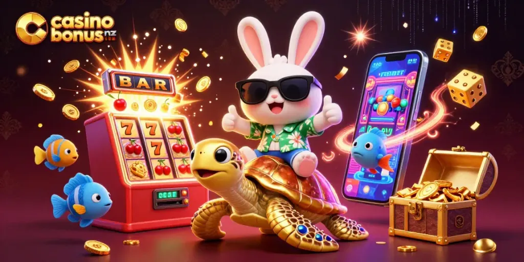 Unlock opportunities with casino bonus nz in a vibrant 3D illustration depicting luck and fun.