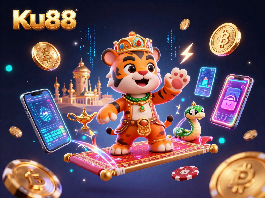 Experience thrilling gameplay with Ku88 at a vibrant casino depicted in a rich, colorful 3D scene.