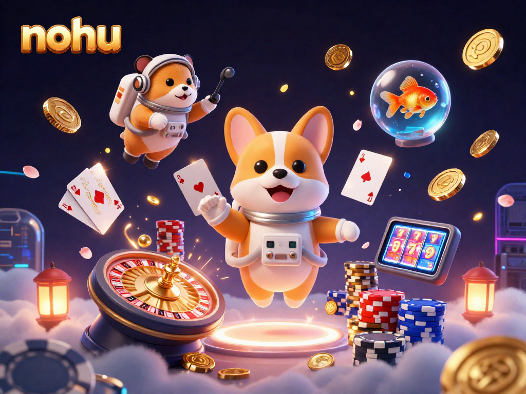 Join the nohu adventure as the corgi astronaut collects coins in a vibrant space casino