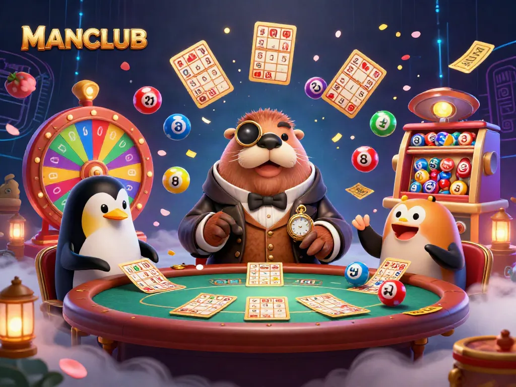Join the thrilling MANCLUB poker game underwater with a walrus, penguin dealer, and pufferfish player.