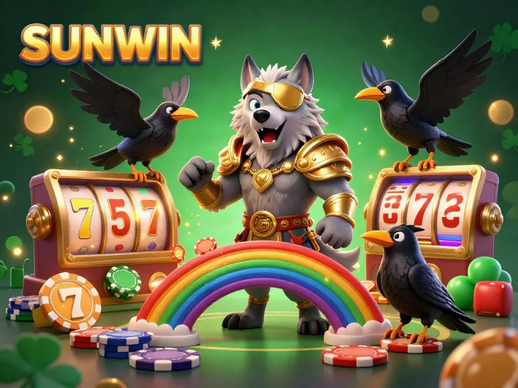 SUNWIN captivates players with its vibrant gambling atmosphere featuring Odin and ravens crossing a casino chip bridge.
